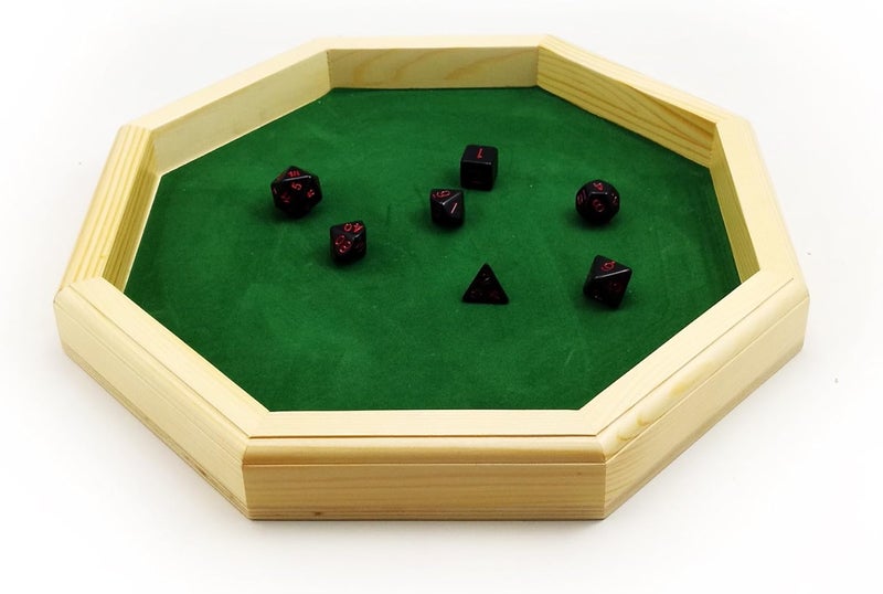 Bescon Heavy Duty 12 Inch Octagonal Wooden Dice Tray with Felt Lined Rolling Surface - Image 2